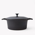 Field cast iron Dutch oven with lid, seen straight on from the side thumbnail