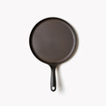 Field round cast iron griddle from above, flat cooking surface and long handle thumbnail